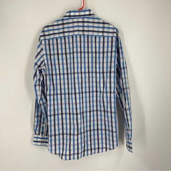 Van Heusen Flex Collar Slim Fit Stretch Button Down Shirt size 15 1/2 Blue - Picture 4 of 4